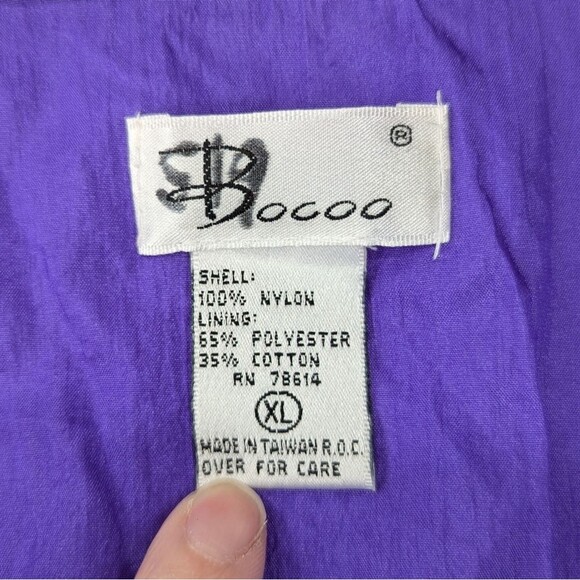 Vintage 90s Bocco Purple Pink Blue Zip-Up Collared Track Jacket Windbreaker XL - Picture 7 of 8